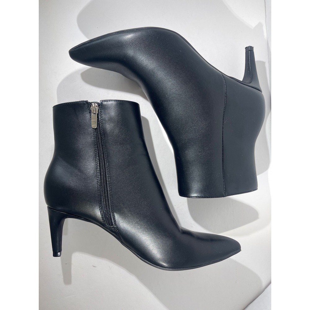 Nine West Booties Women 8.5 Black Ankle Boots Kitten Heel Pointed Toe NWOB